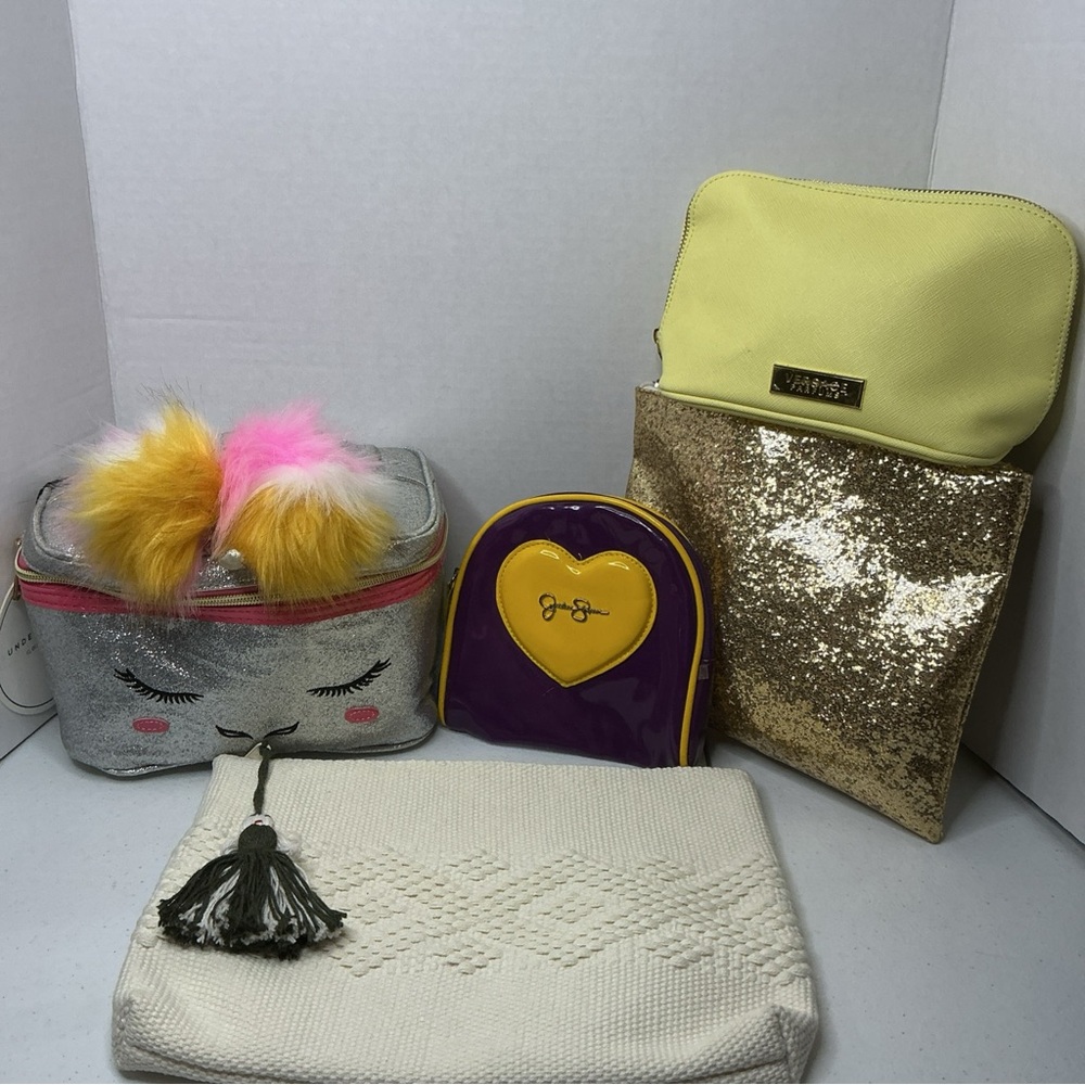 Lot of 5 makeup cosmetics bags, Versage, Jessica Simpson and unbranded